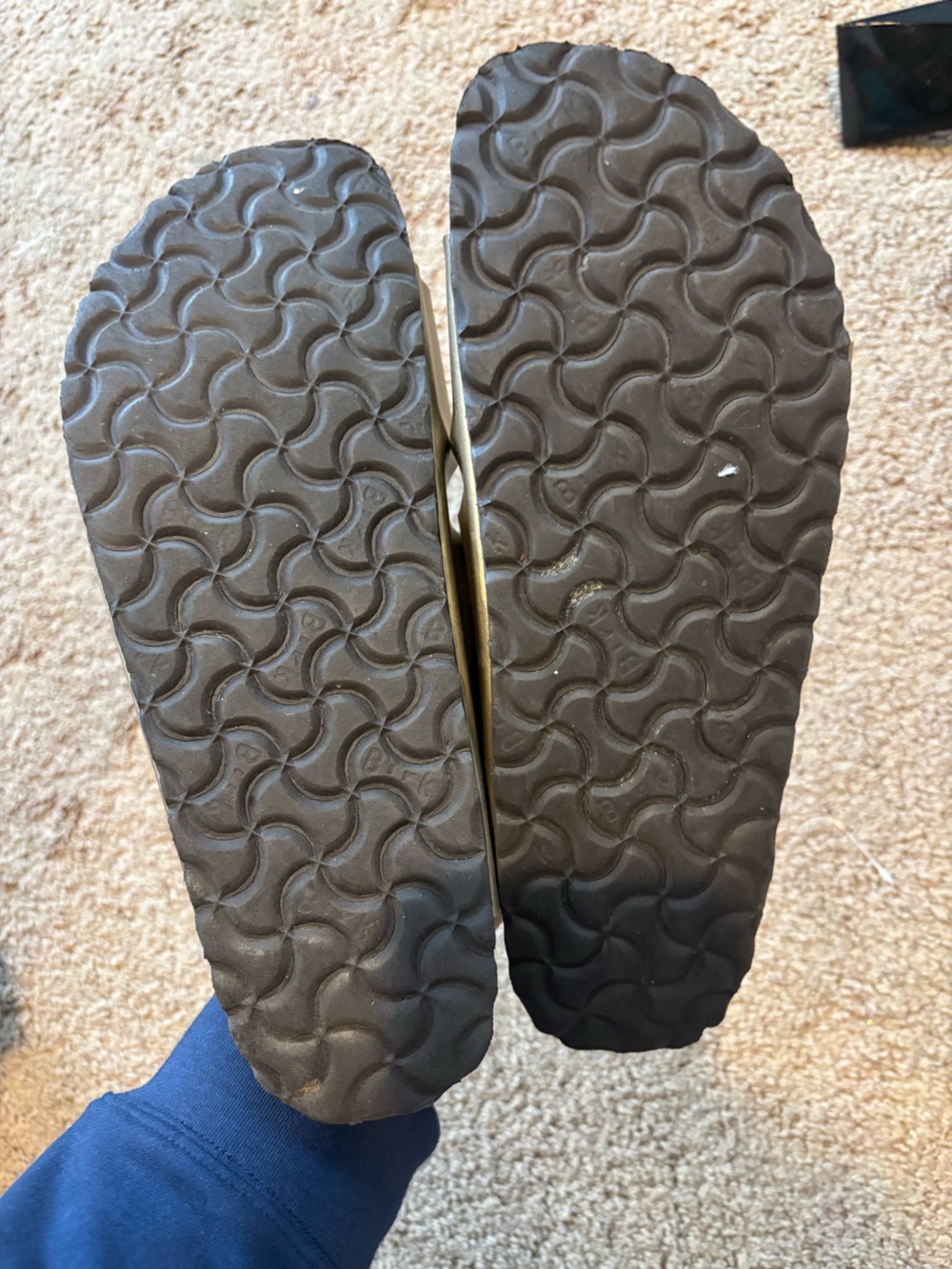 Birkenstock Arizona Metallic Champagne Two-Strap Sandals - Picture 2 of 2